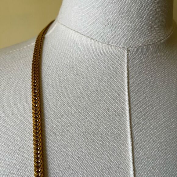 Vintage Gold Plated Snake Chain Necklace 30” Flat Herringbone Long Layering - Picture 3 of 10